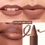 Close-up shots of lips wearing Tower 28 Beauty’s OneLiner Lip Liner in the shade Color Me Fine across different skin tones. [Color Me Fine]