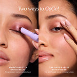 Two methods of applying makeup with a product labeled 'Two ways to GoGo!'. [Shared]