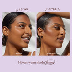 Shade: Simon [A model before and after applying the Tower 28 Beauty Sculptino™ Cream Contour in the shade Simon]
